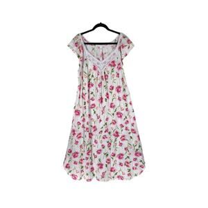NWT Carole Hochman Pink White Floral NightGown 1X